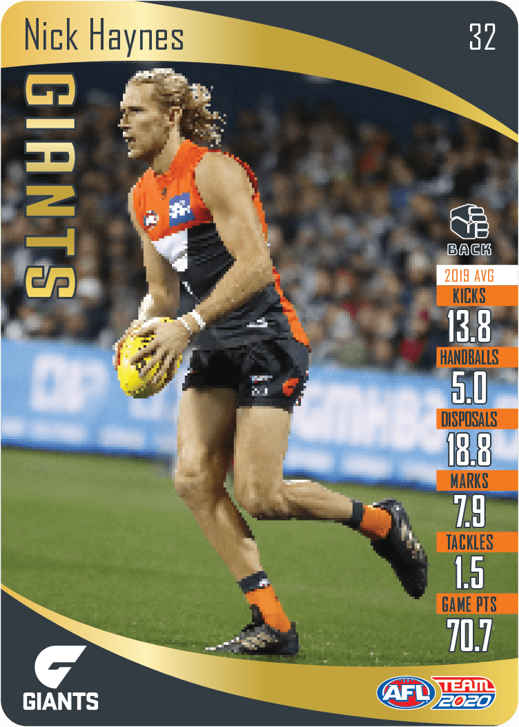2020 Teamcoach Gold Card 32 Nick HAYNES (GWS) - Click Image to Close