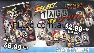 2010 Select AFL Stars Tags UNOPENED BOX (36 Packs)